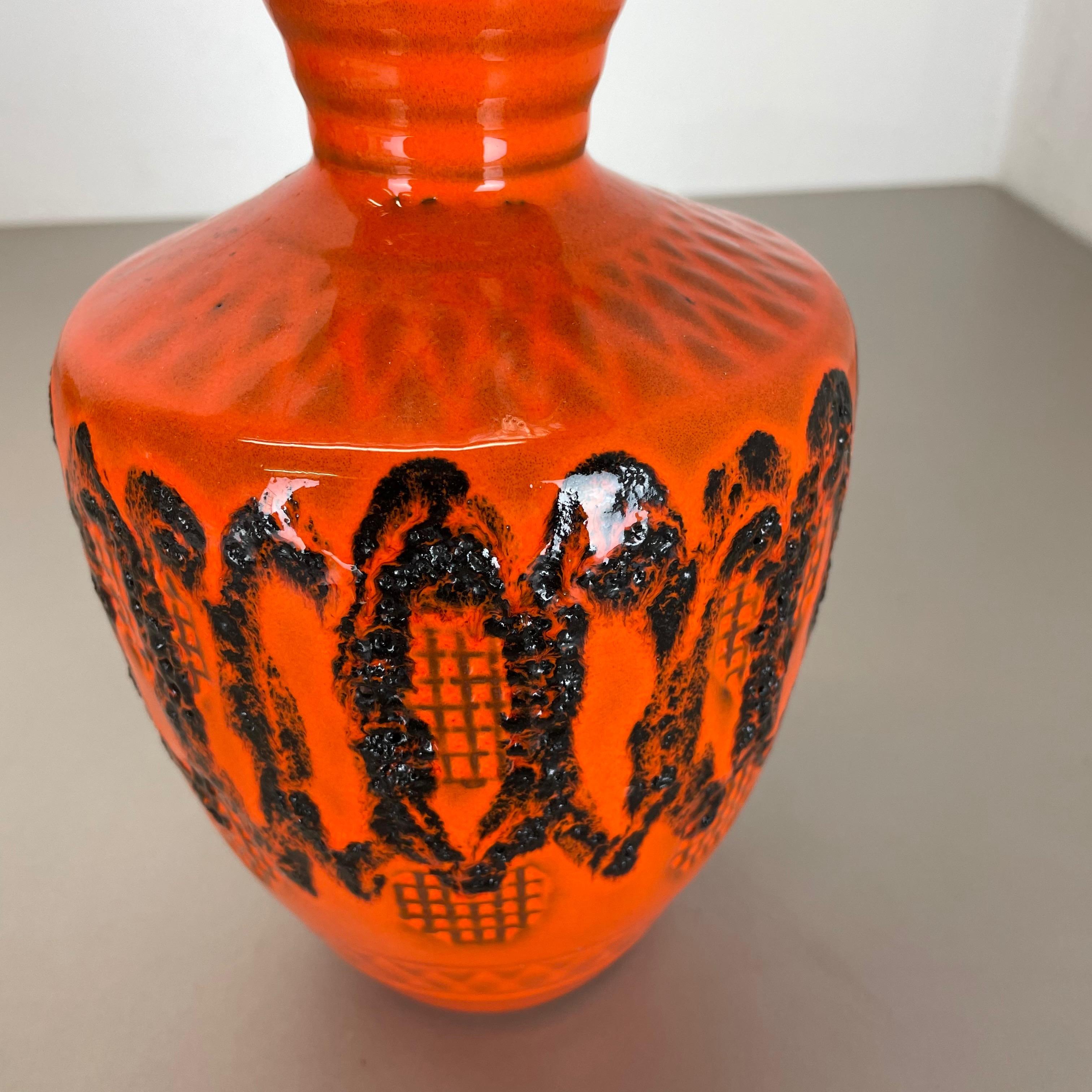 Vase orange en poterie de lave grasse colorée de Kreutz Ceramics, Allemagne, 1970 en vente 3