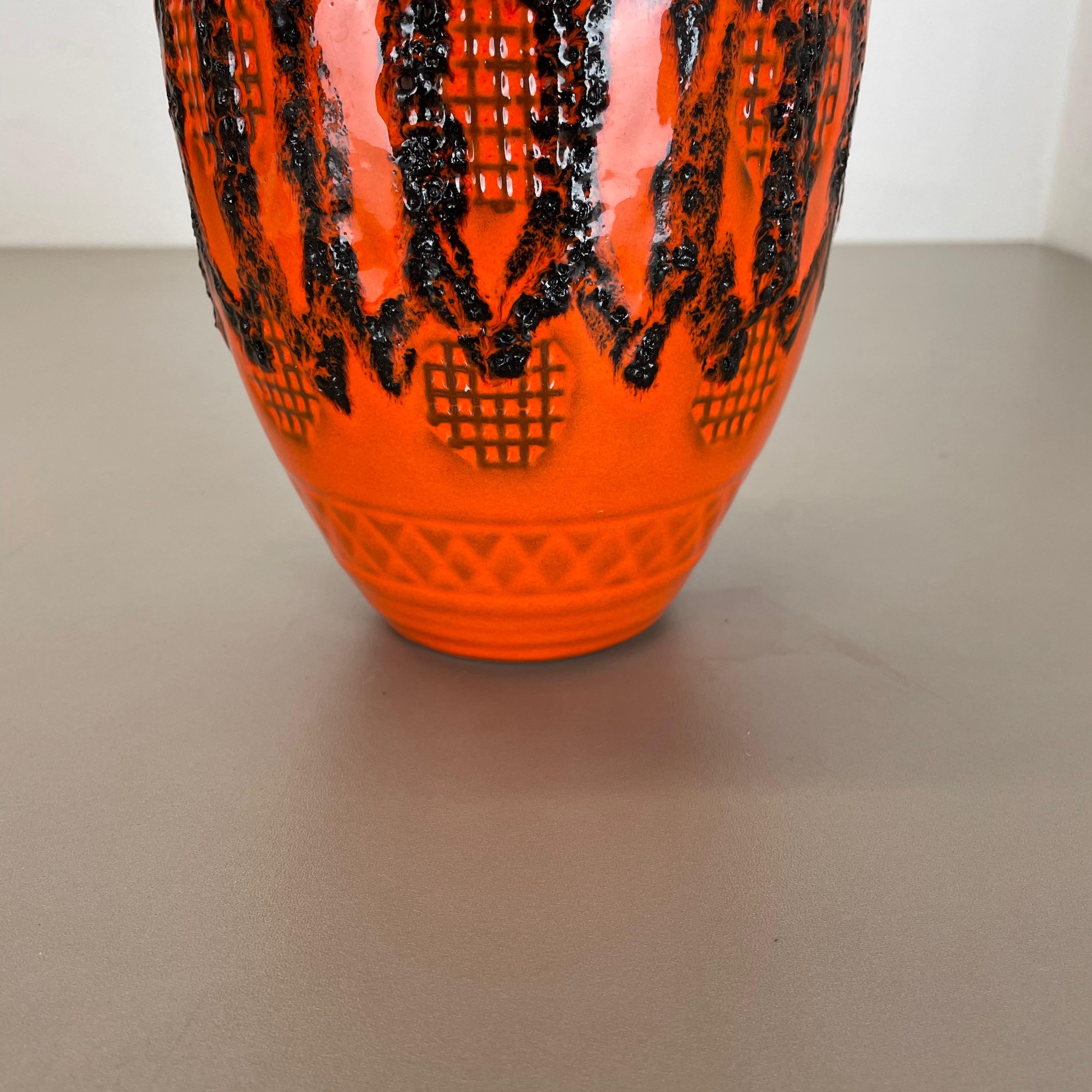 Vase orange en poterie de lave grasse colorée de Kreutz Ceramics, Allemagne, 1970 en vente 4