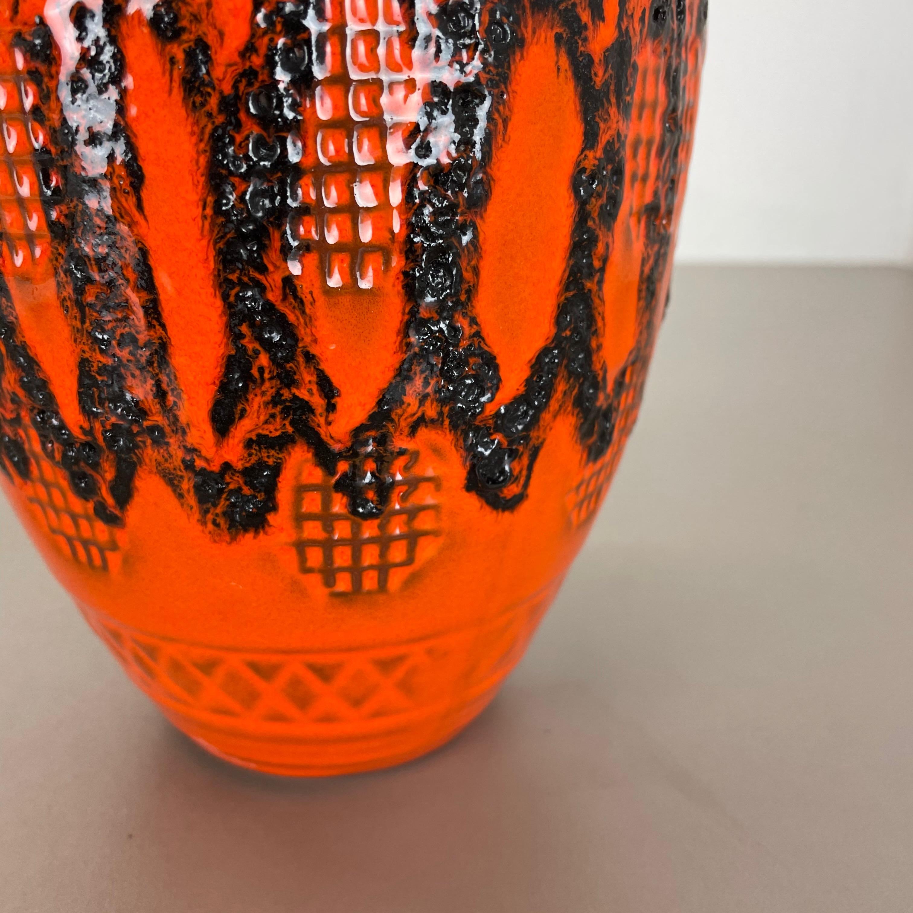 20ième siècle Vase orange en poterie de lave grasse colorée de Kreutz Ceramics, Allemagne, 1970 en vente