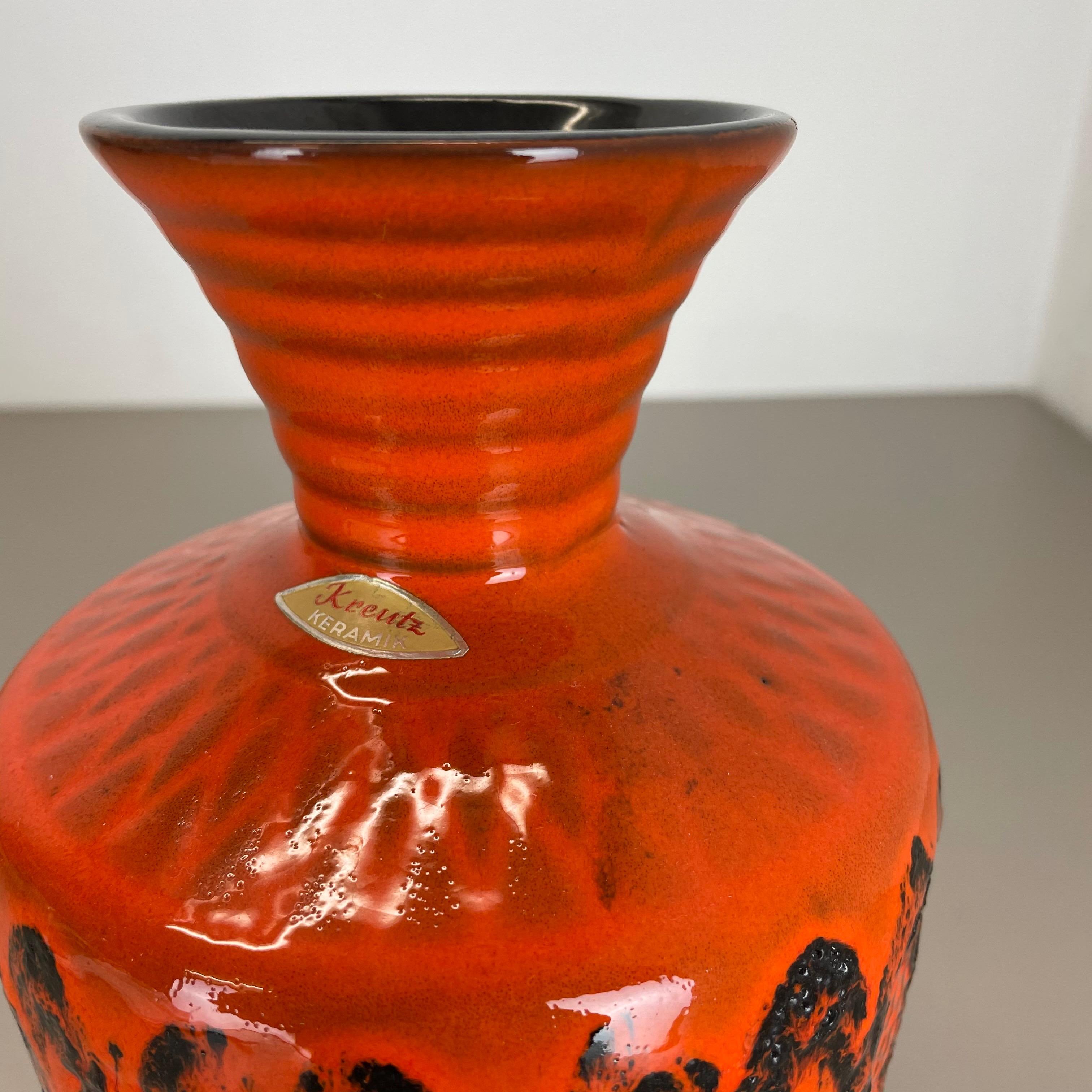 Vase orange en poterie de lave grasse colorée de Kreutz Ceramics, Allemagne, 1970 en vente 1