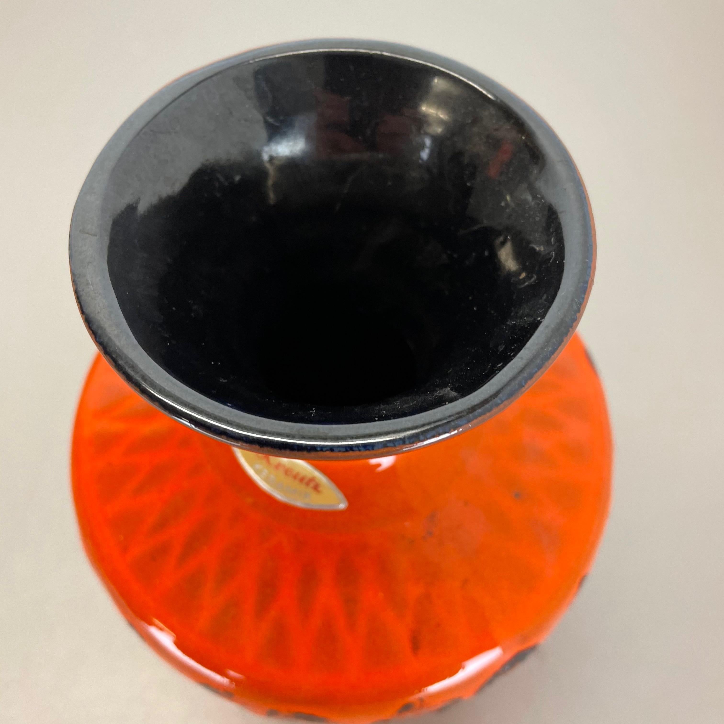 Vase orange en poterie de lave grasse colorée de Kreutz Ceramics, Allemagne, 1970 en vente 2