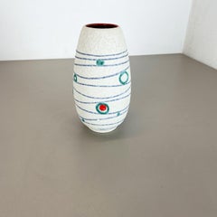 Colorful Fat Lava Pottery "Stripe and Dots" Vase Jasba Ceramics, Germany, 1950s