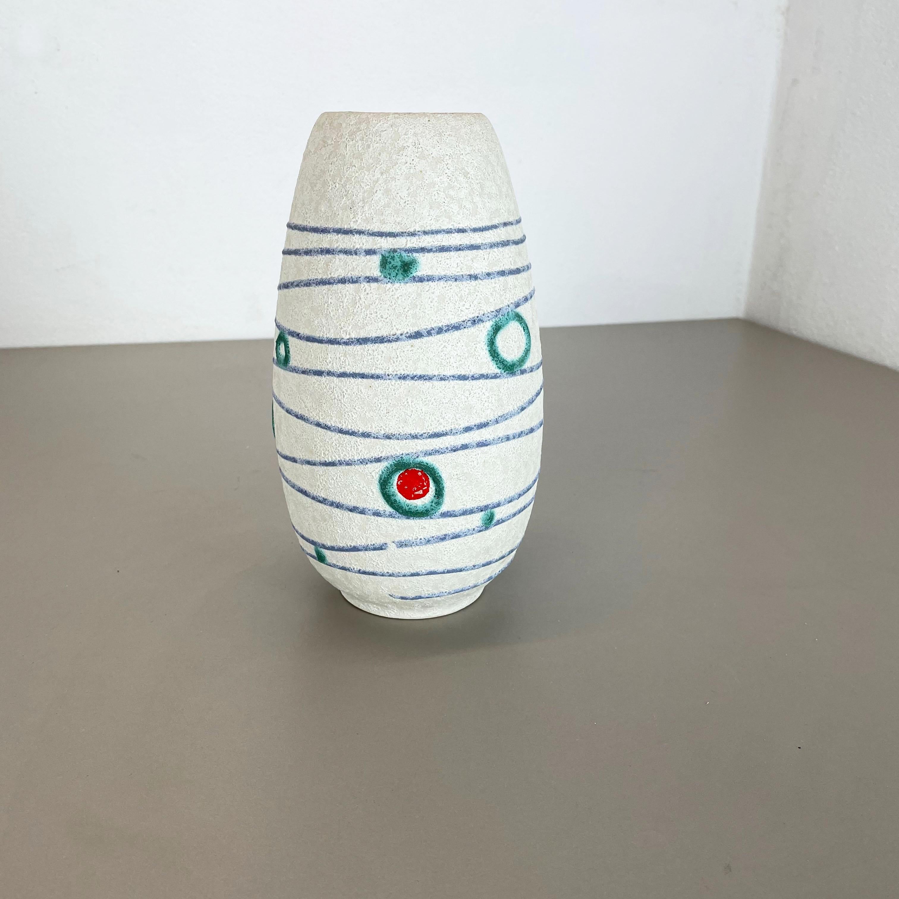Bunte „Stripe and Dots“-Vase aus Fat Lava-Keramik Jasba Ceramics, Deutschland, 1950er Jahre im Zustand „Gut“ im Angebot in Kirchlengern, DE
