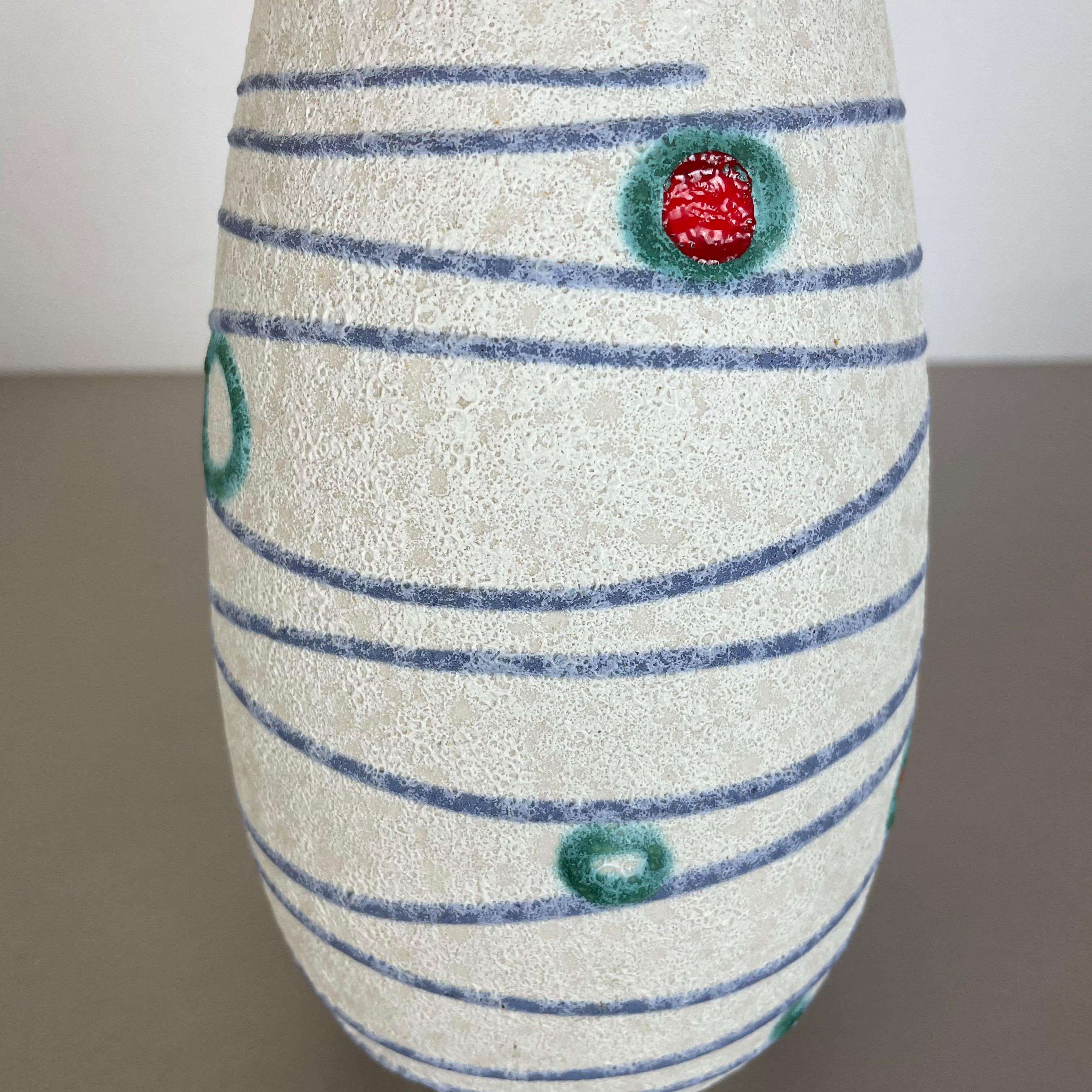 Bunte „Stripe and Dots“-Vase aus Fat Lava-Keramik Jasba Ceramics, Deutschland, 1950er Jahre (20. Jahrhundert) im Angebot