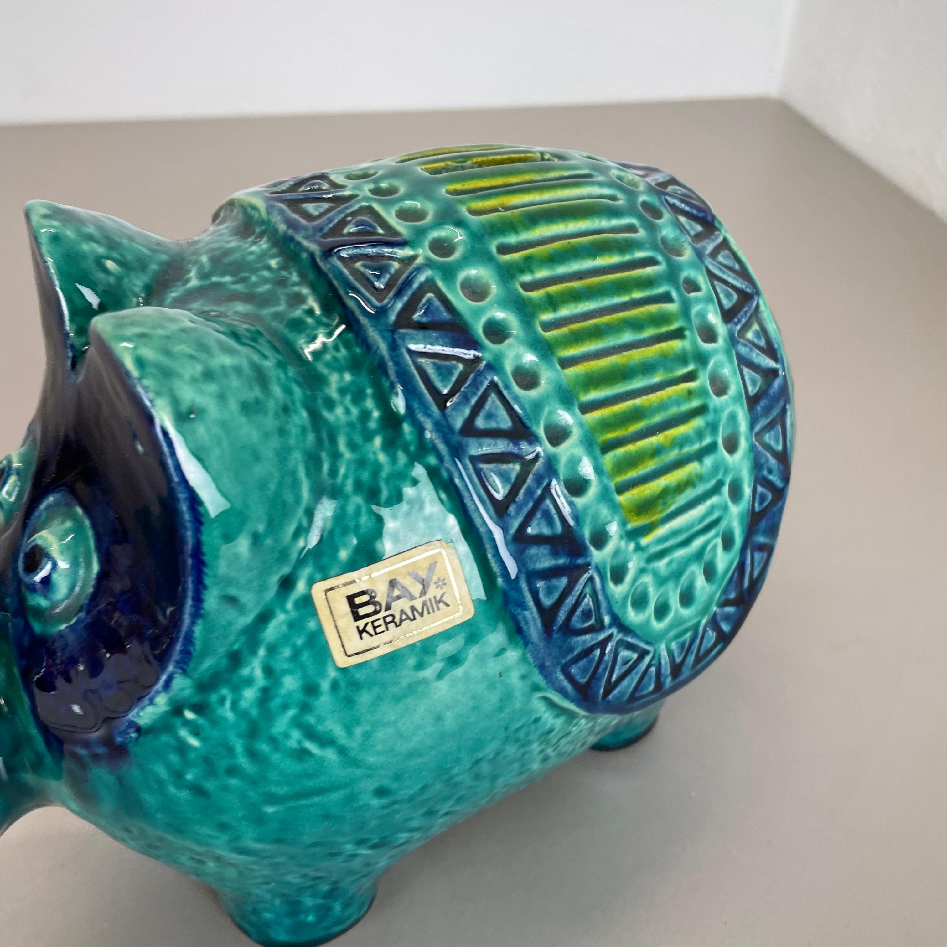 Colorful Fat Lava Pottery Swine Money Box Object by Bay Ceramics, Germany, 1970s For Sale 2