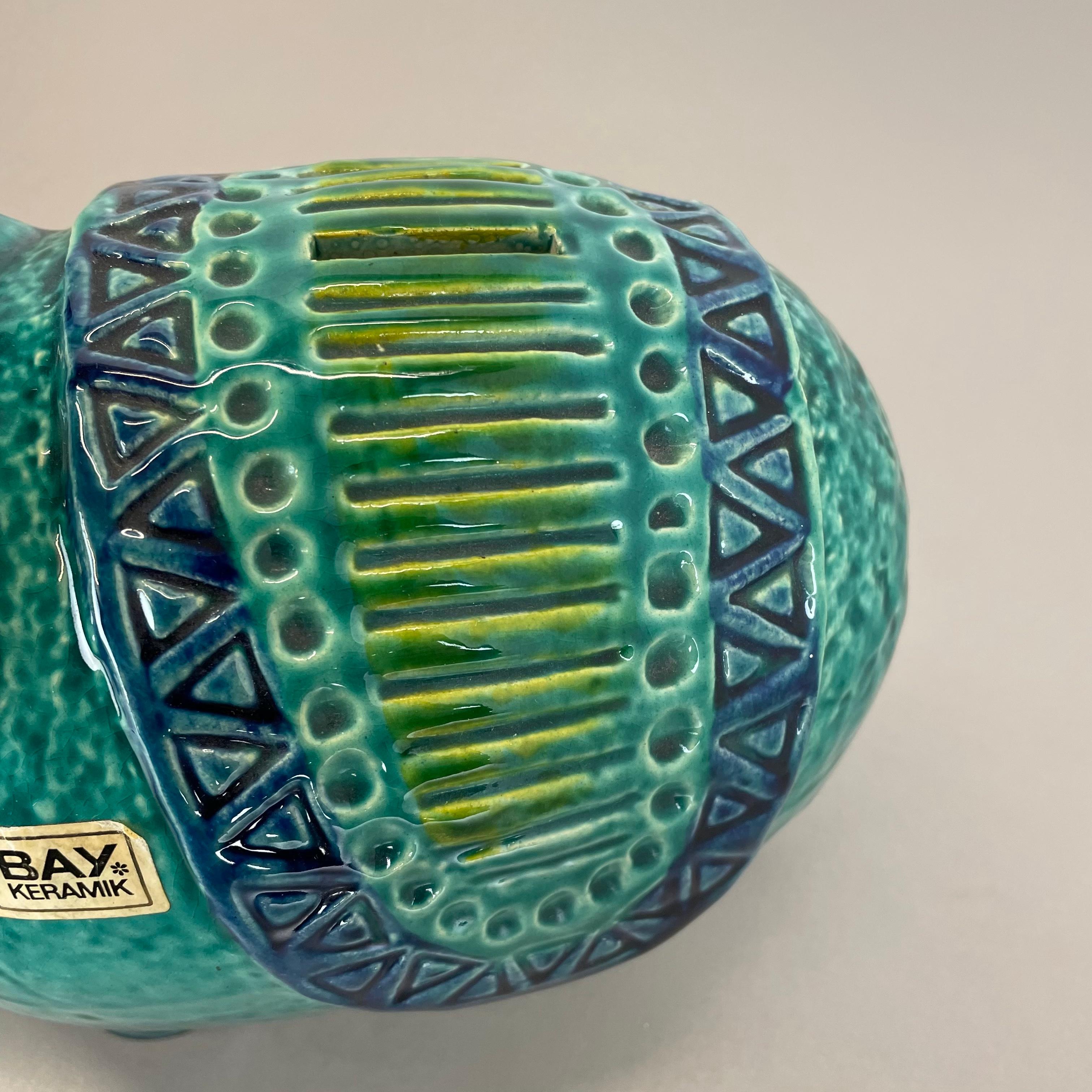 Colorful Fat Lava Pottery Swine Money Box Object by Bay Ceramics, Germany, 1970s For Sale 3