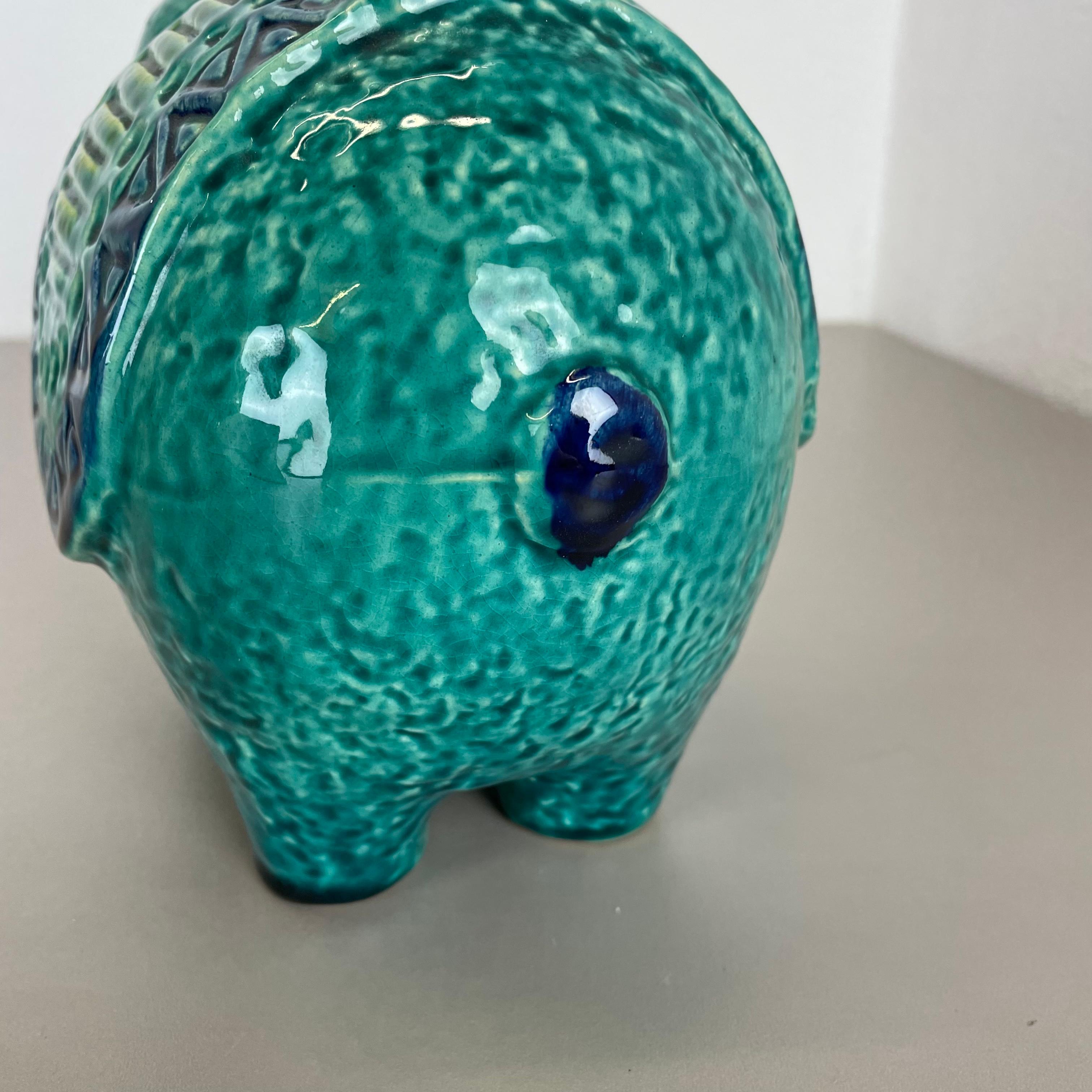 Colorful Fat Lava Pottery Swine Money Box Object by Bay Ceramics, Germany, 1970s For Sale 5