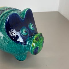 Colorful Fat Lava Pottery Swine Money Box Object by Bay Ceramics, Germany, 1970s