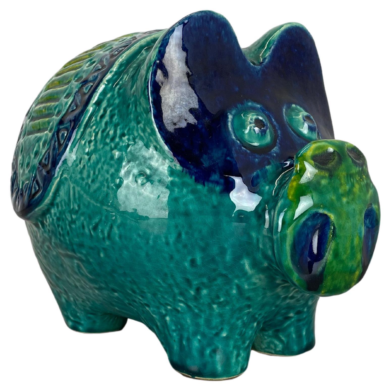Colorful Fat Lava Pottery Swine Money Box Object by Bay Ceramics, Germany, 1970s For Sale