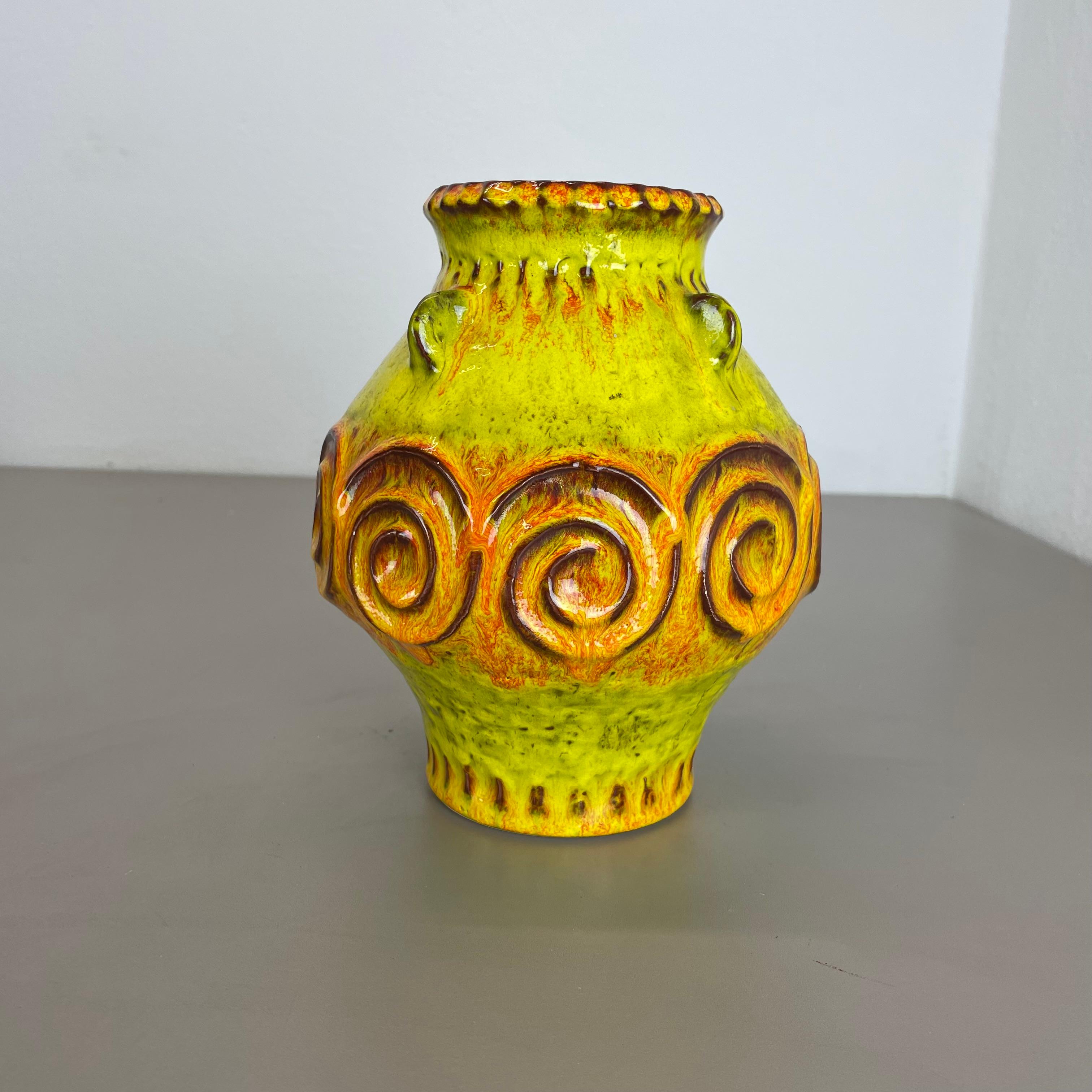 Vase en poterie de lave grasse colorée jaune et orange Jasba Ceramics, Allemagne, 1970 en vente 7