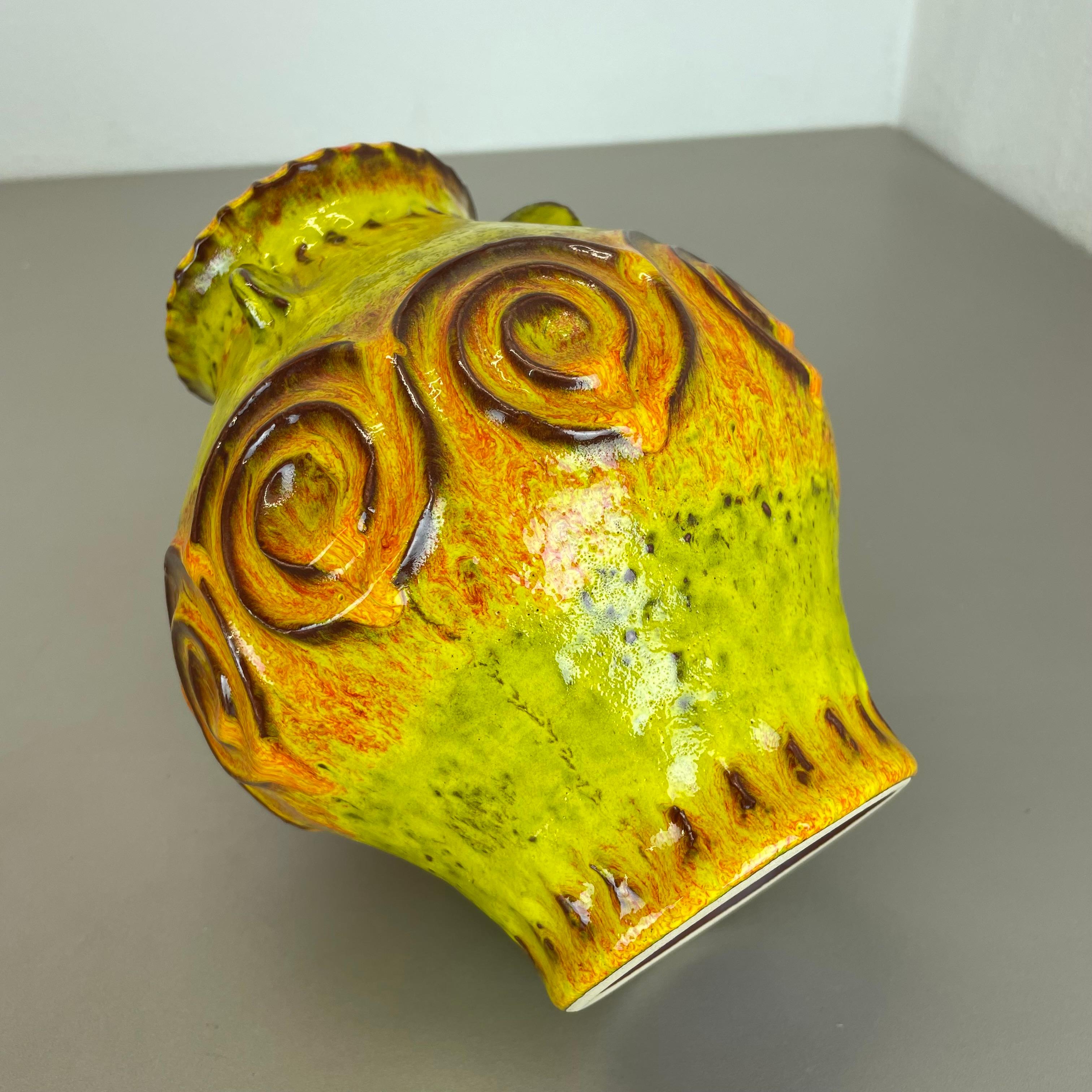 Vase en poterie de lave grasse colorée jaune et orange Jasba Ceramics, Allemagne, 1970 en vente 8