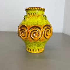 Colorful Fat Lava Pottery "yellow and orange" Vase Jasba Ceramics, Germany, 1970