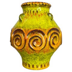 Colorful Fat Lava Pottery "yellow and orange" Vase Jasba Ceramics, Germany, 1970
