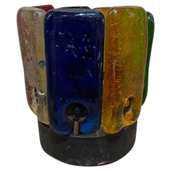 Colorful Feders Votive Candle Holder Hand Blown Glass Brutalist Mexico 1970s