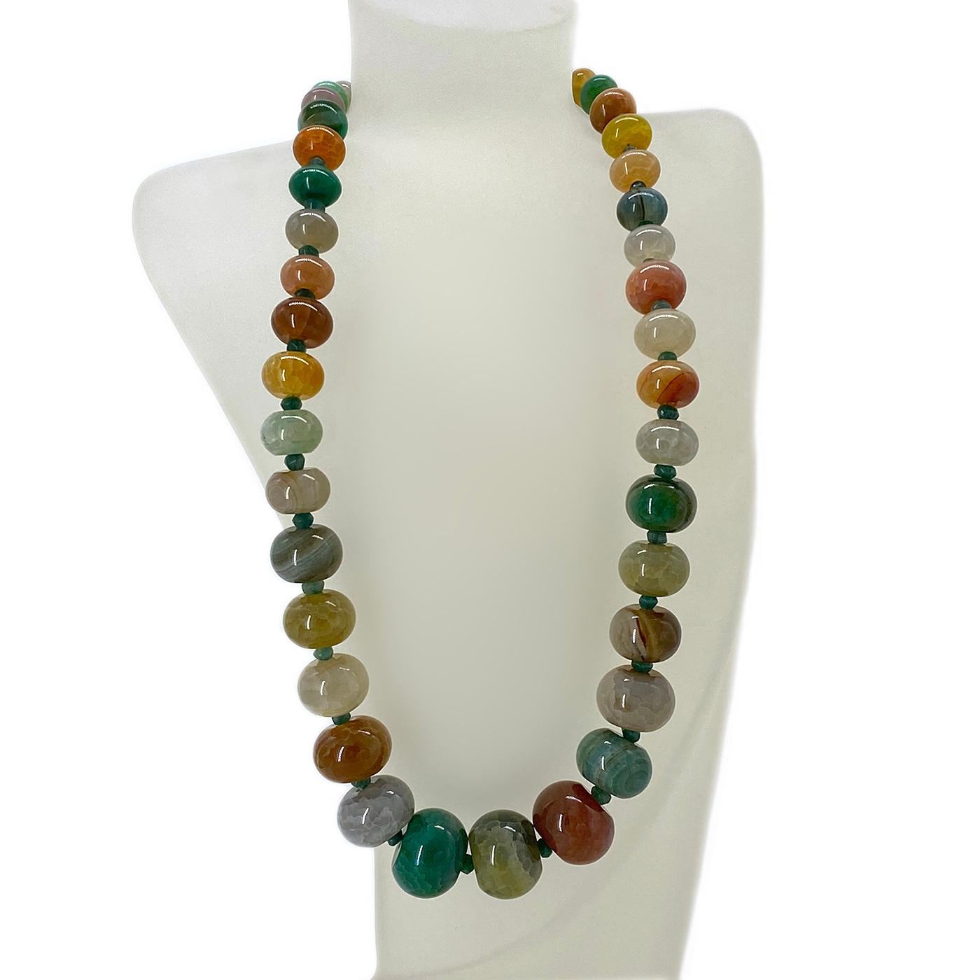 Artisan Colorful Fire Opal Gems and Sterling Silver Necklace en vente