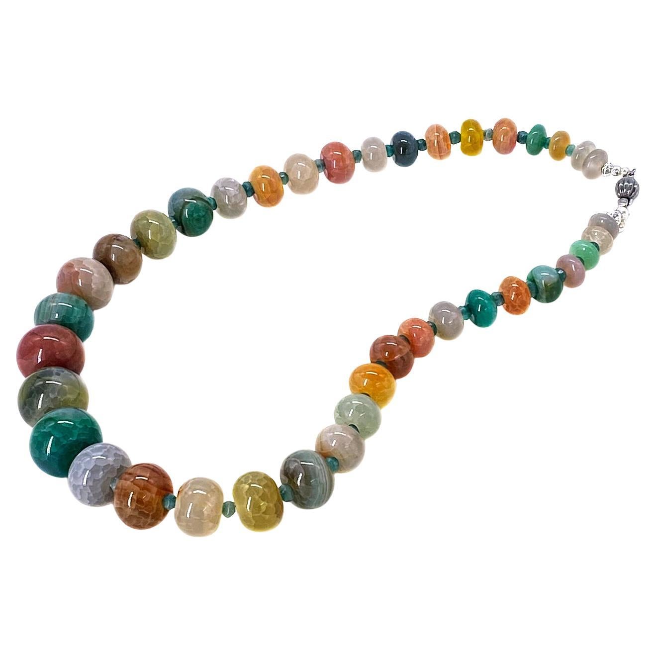 Colorful Fire Opal Gems and Sterling Silver Necklace Neuf - En vente à Atlanta, GA