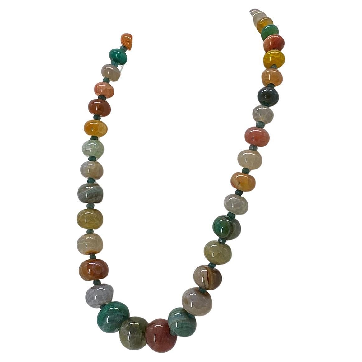 Colorful Fire Opal Gems and Sterling Silver Necklace Pour femmes en vente