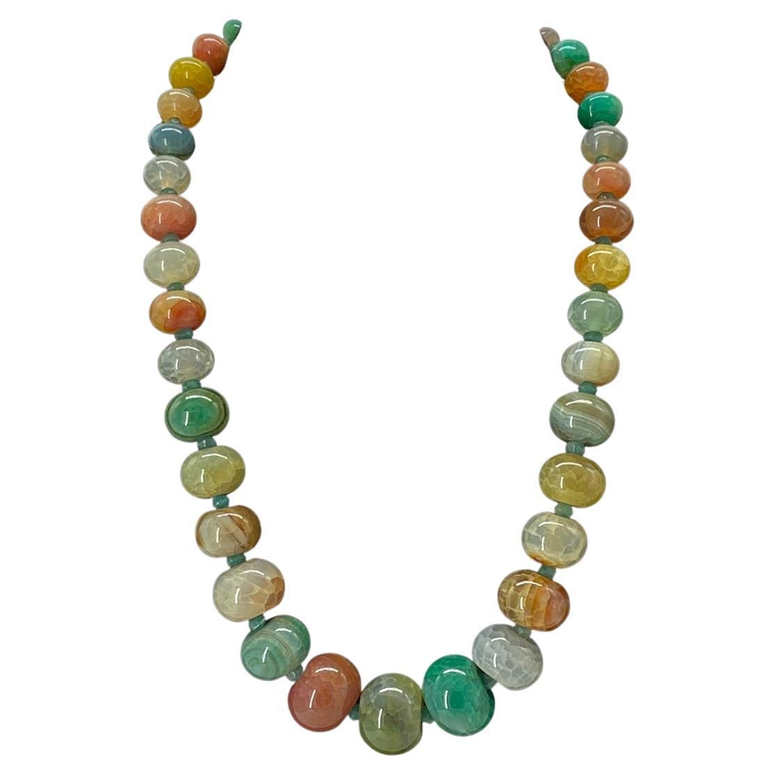 Colorful Fire Opal Gems and Sterling Silver Necklace en vente 1