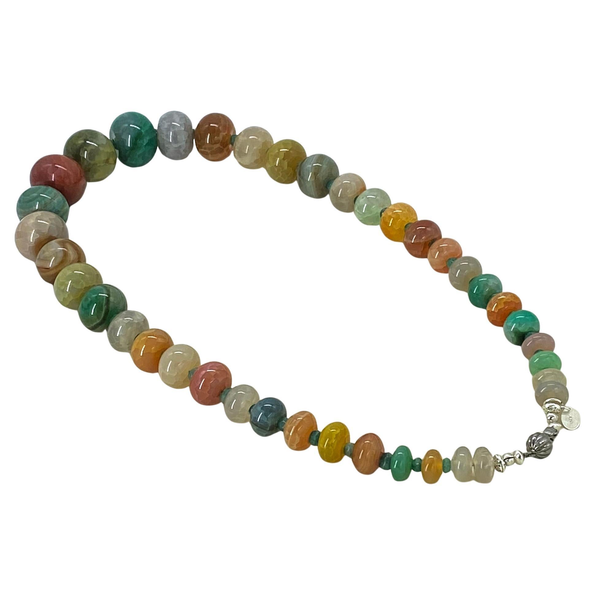 Colorful Fire Opal Gems and Sterling Silver Necklace