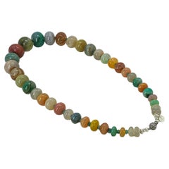 Colorful Fire Opal Gems and Sterling Silver Necklace