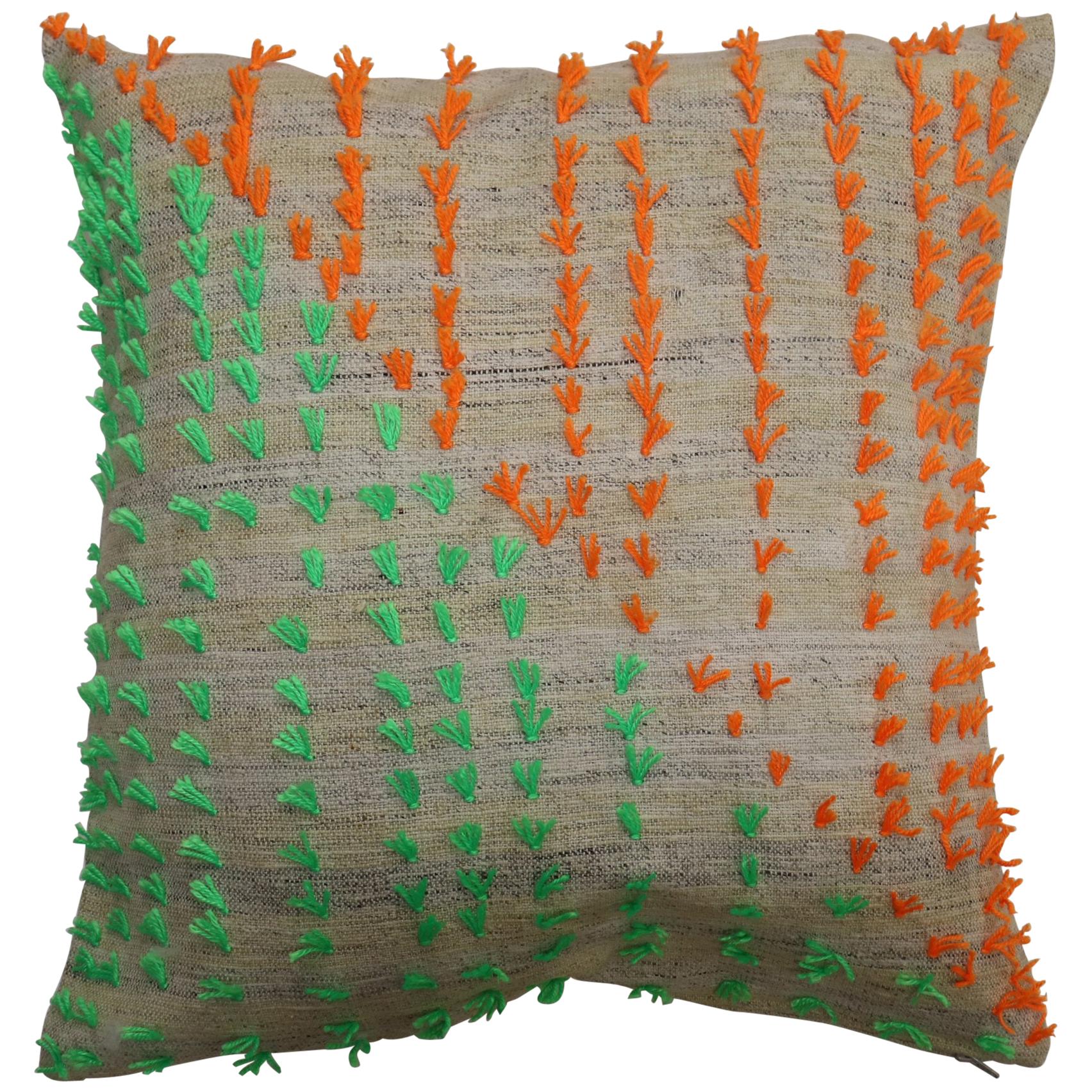 Colorful Flaring Wool Modern Kilim Pillow For Sale