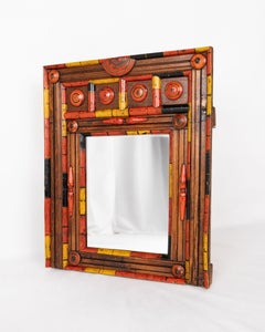 Colorful folk art mirror, Swat Valley, Pakistan, mid-20th century