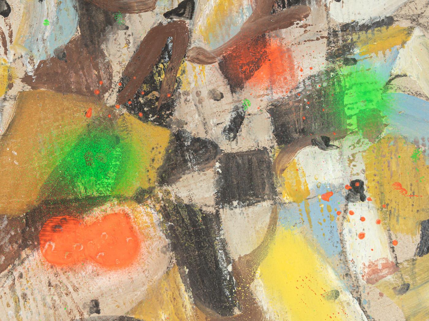 Bunte Fragmentation Gouache auf Papier Gerahmt im abstrakten Stil Buntes Mosaik im Zustand „Gut“ im Angebot in Neuss, NW