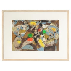  Colorful Fragmentation Gouache on Paper Framed Abstract Style Colorful Mosaic