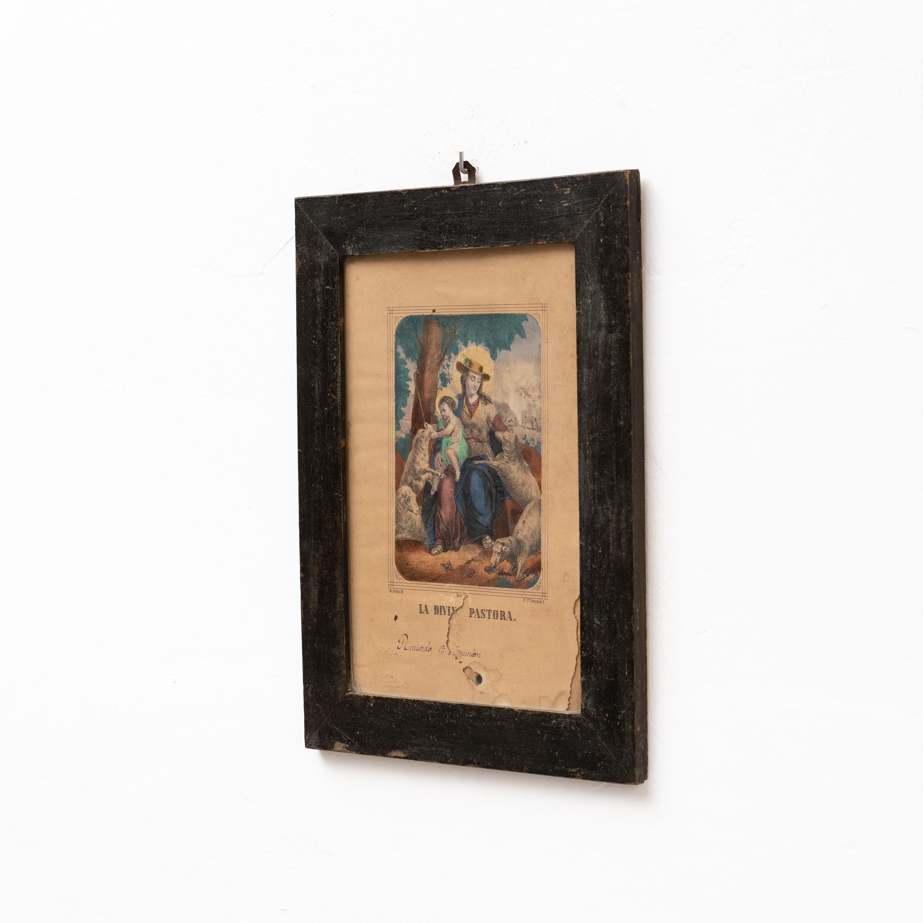 Mid-20th Century Colorful Framed Print of Divine Pastora, circa 1940 For Sale