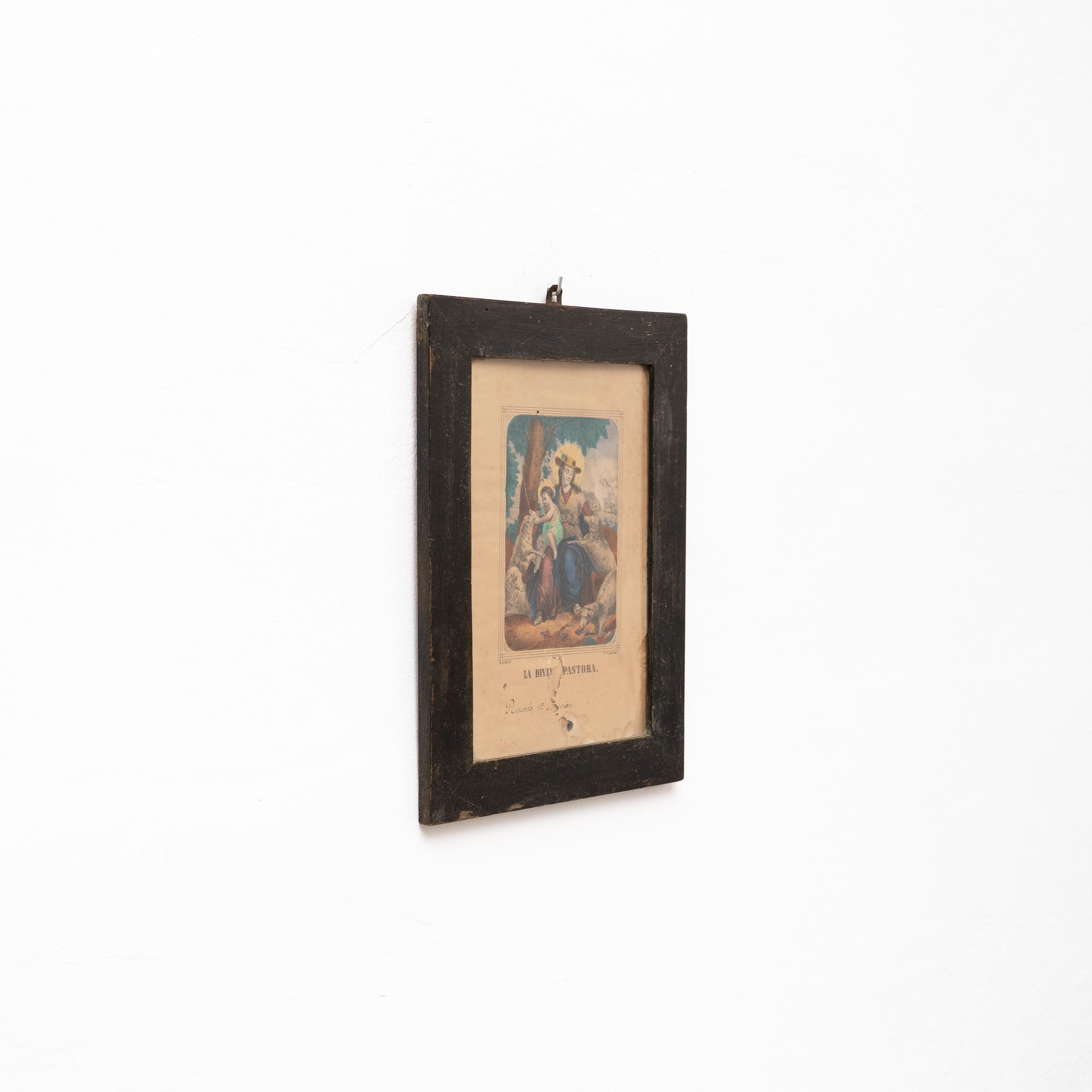 Paper Colorful Framed Print of Divine Pastora, circa 1940 For Sale