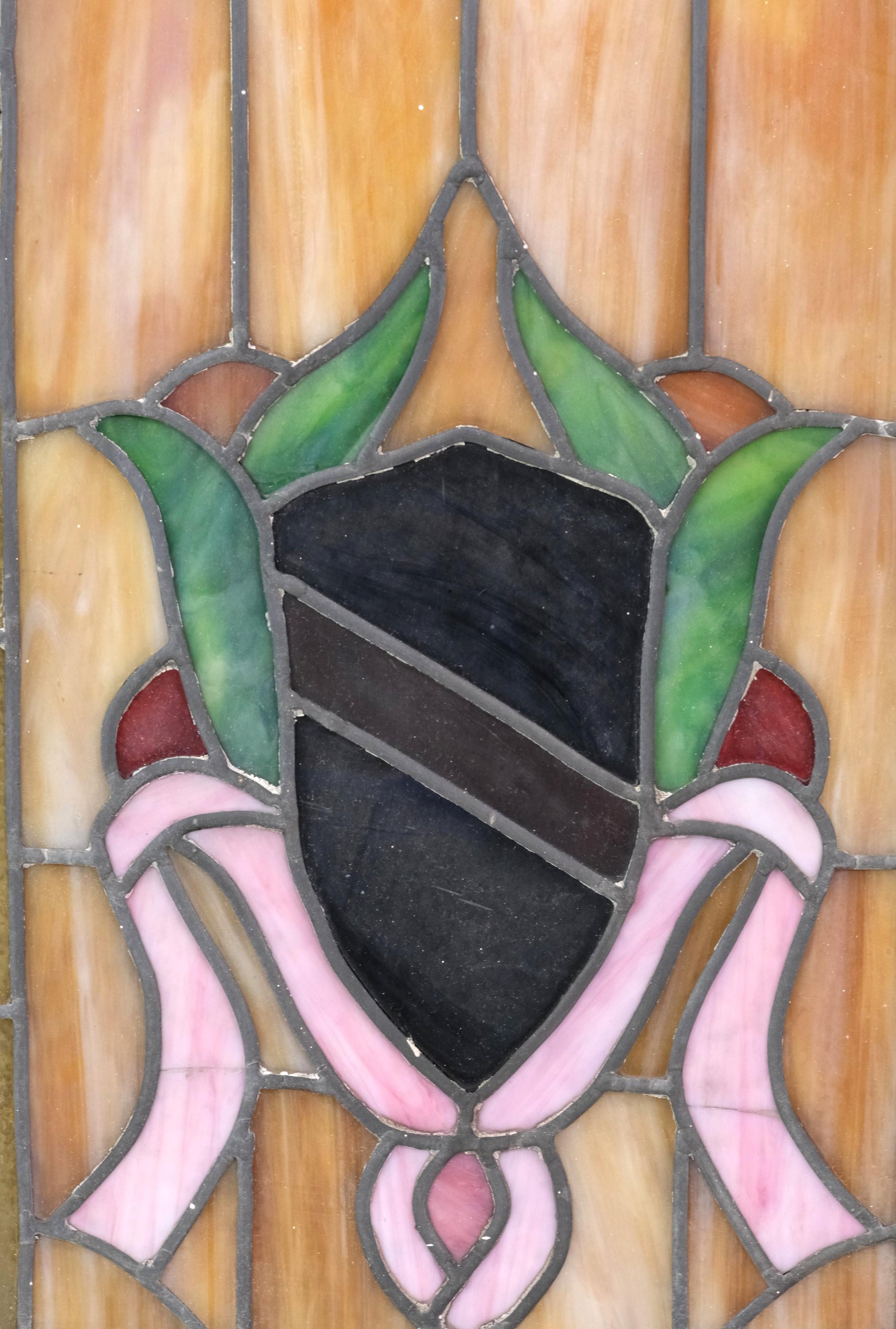 American Colorful Framed Stained Glass Window Shield Crest Design