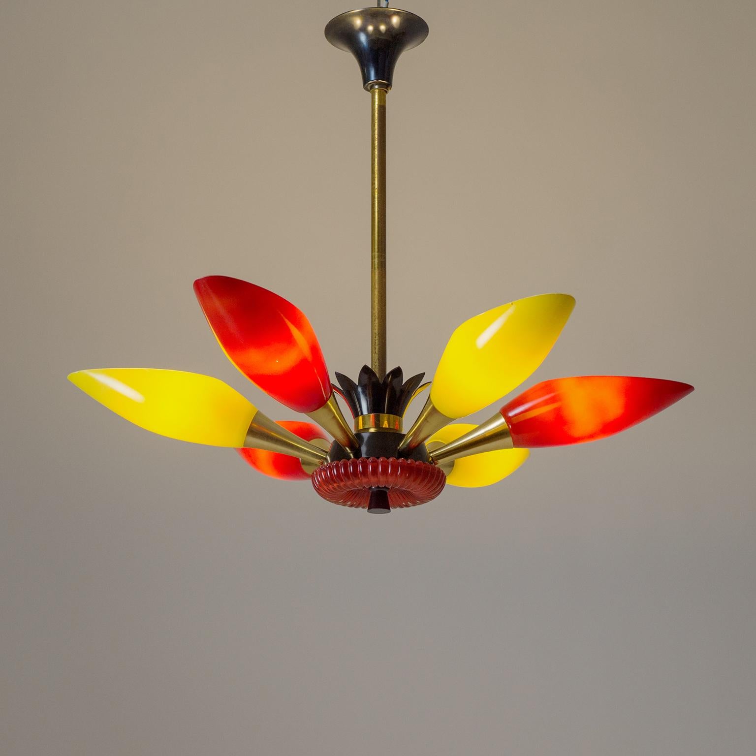 Mid-Century Modern Colorful French Chandelier, 1960s For Sale