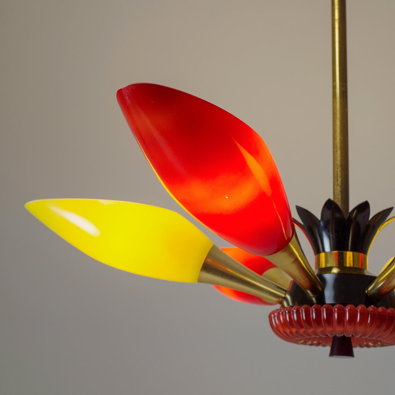 Anodized Colorful French Chandelier, 1960s For Sale