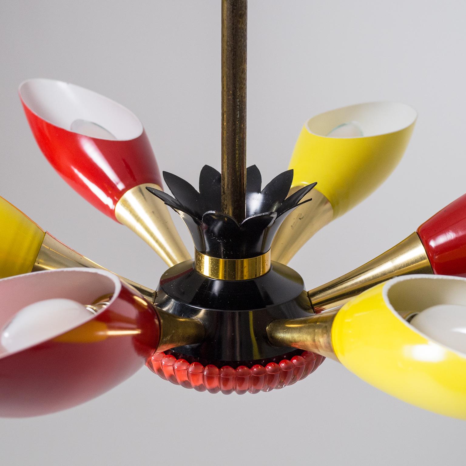 Mid-20th Century Colorful French Chandelier, 1960s For Sale