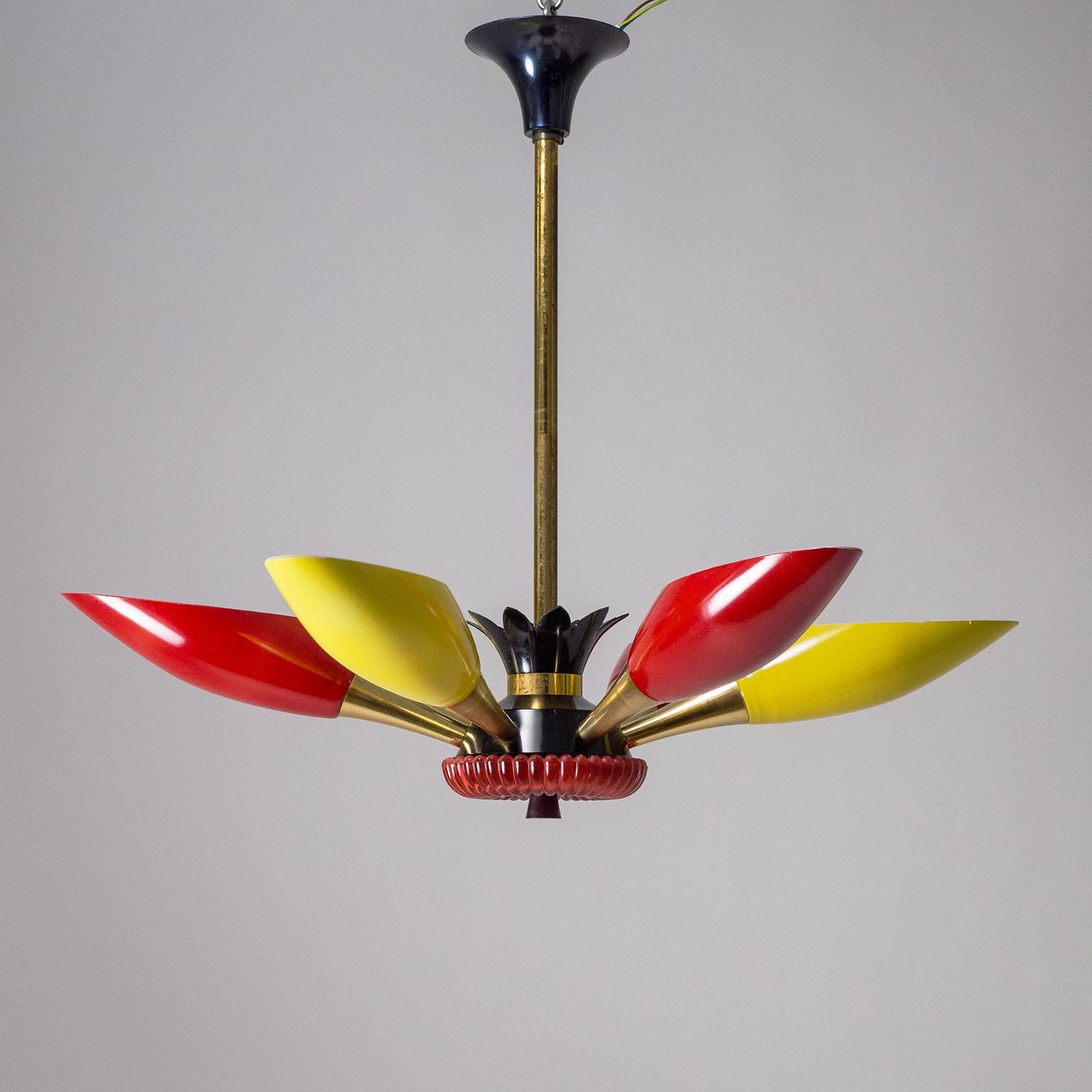 Aluminum Colorful French Chandelier, 1960s For Sale