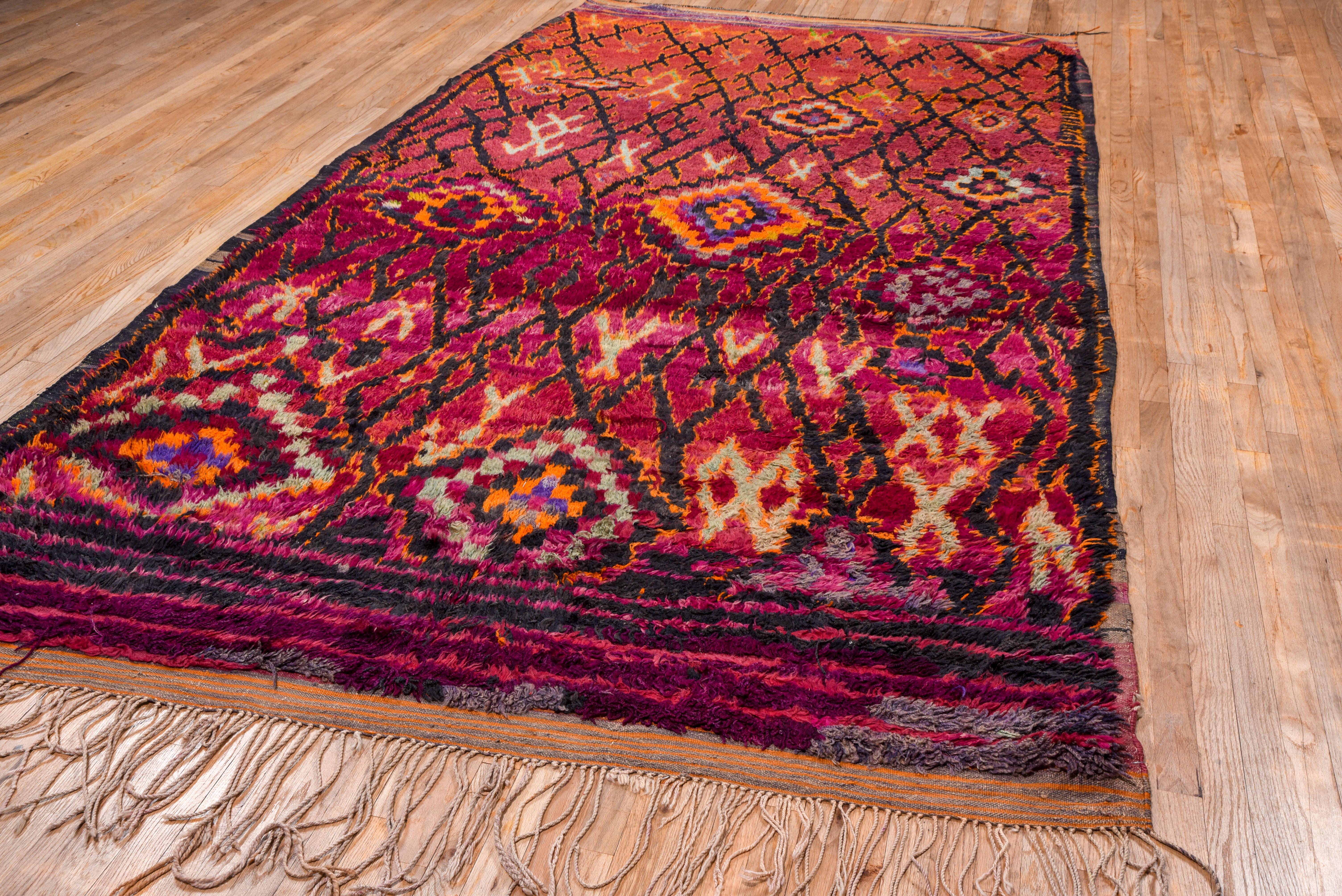 Wool Colorful and Funky Vintage Moroccan Carpet For Sale