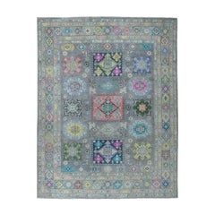 Colorful Fusion Kazak Geometric Design Pure Wool Hand Knotted Rug