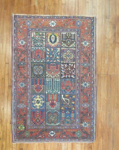 Zabihi Collection Colorful Garden Box Early 20th Century Senneh Bakhtiari Rug