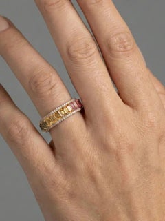 Colorful Gemstone 14K (18K Custom) Diamond Band Ring