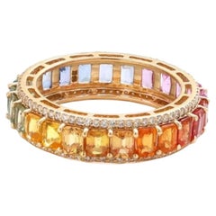 Colorful Gemstone 14K (18K Custom) Diamond Band Ring