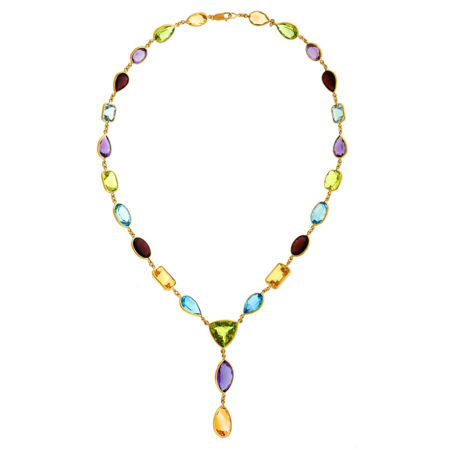 Taglio ovale Collana di pietre colorate in vendita