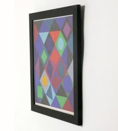Colorful Geometric Lithograph by Victor Vasarely Signed and Numbered 22" x 21"