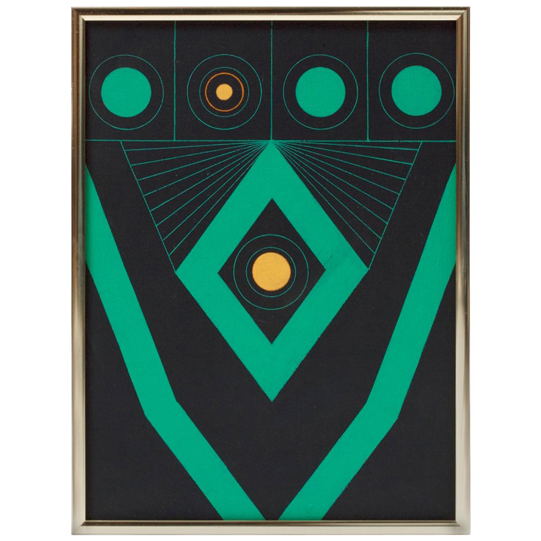 Colorful Geometric Painting on Canvas by Kenneth Licht