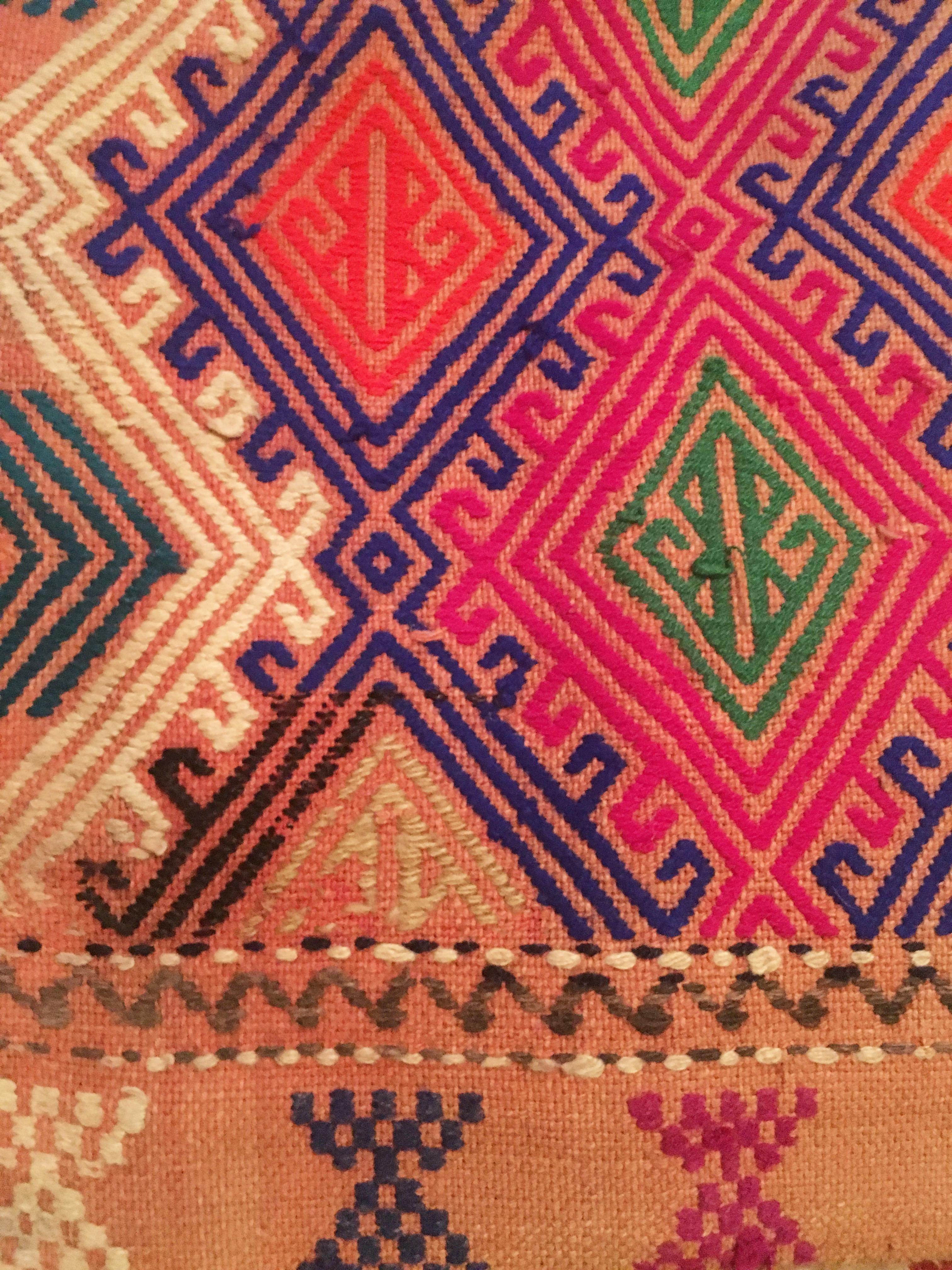 Colorful Geometric Tribal Turkish Embroidered Lumbar Pillow In New Condition In Brooklyn, NY