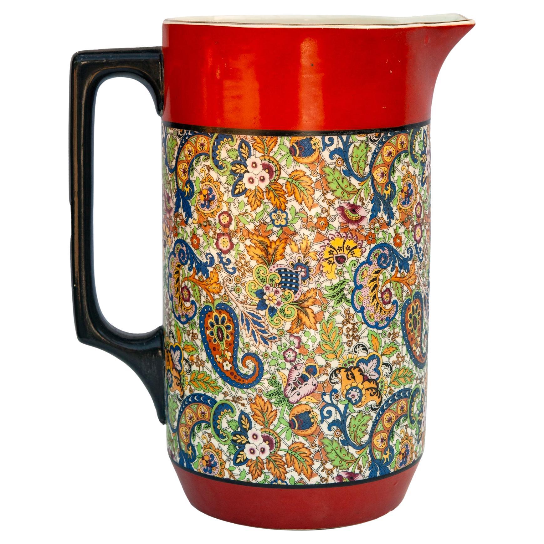 Colorful German Paisley Pitcher