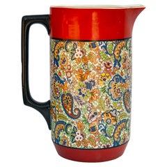 Antique Colorful German Paisley Pitcher