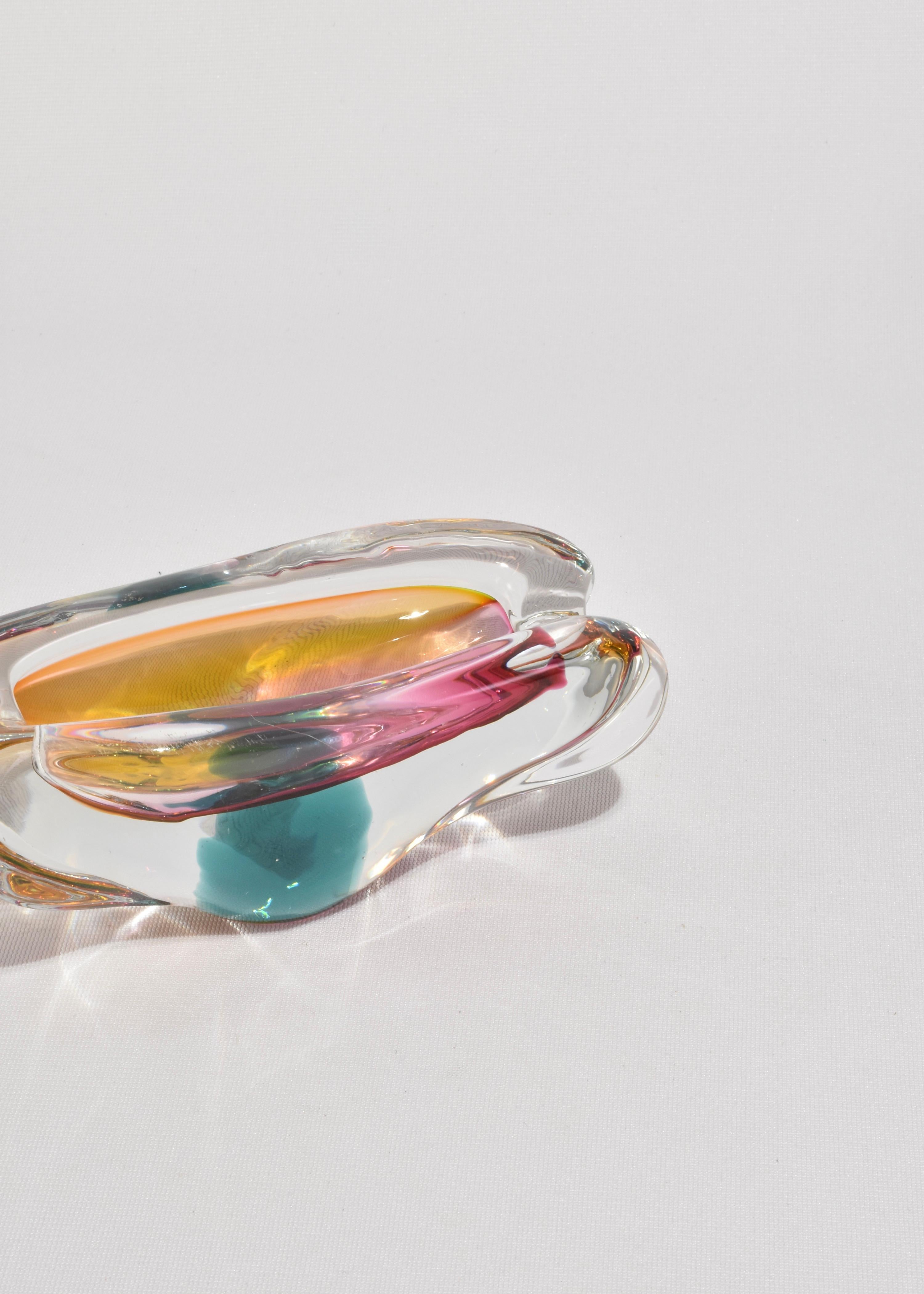Fait main Bol en verre coloré