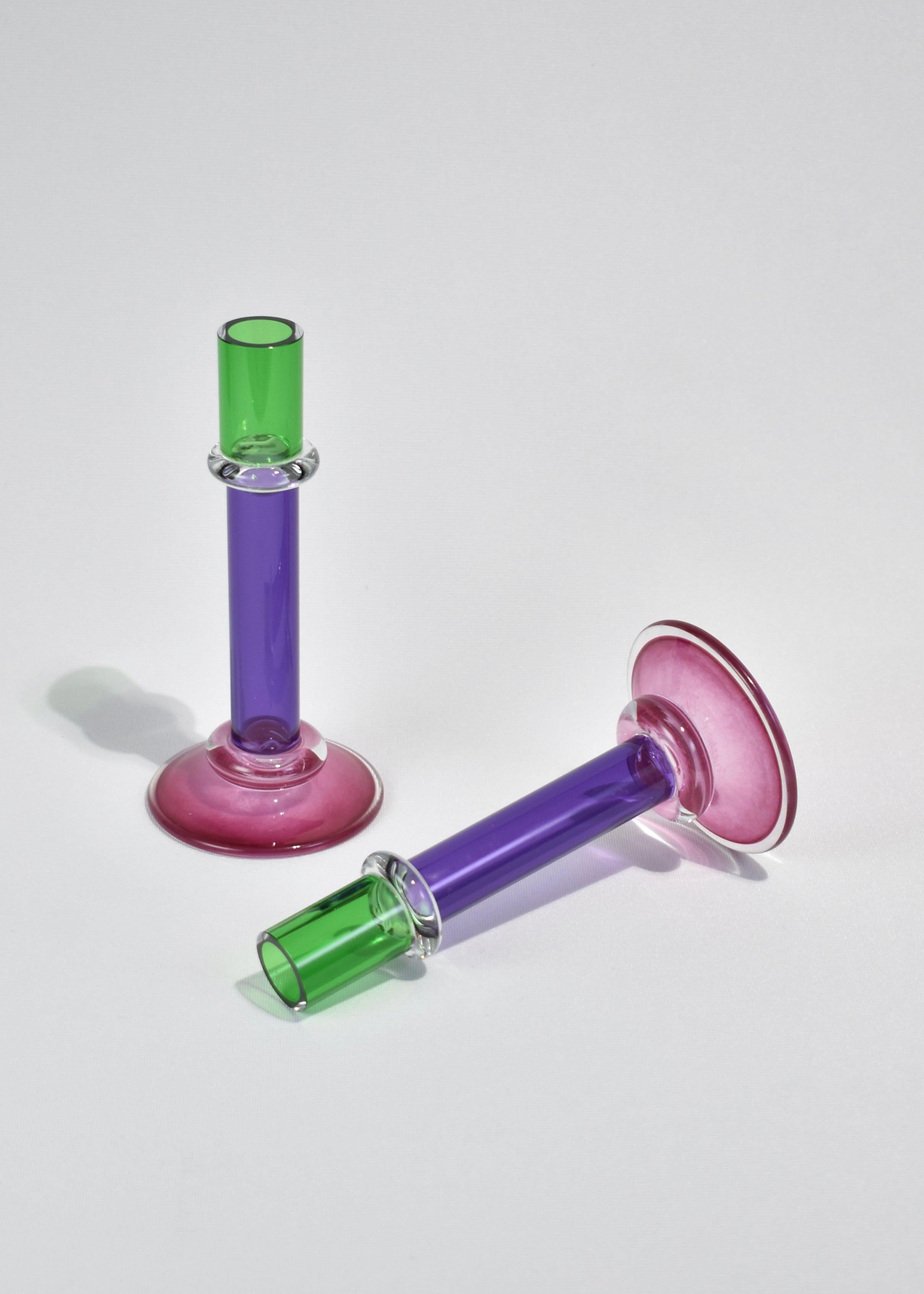 Post-Modern Colorful Glass Candleholders