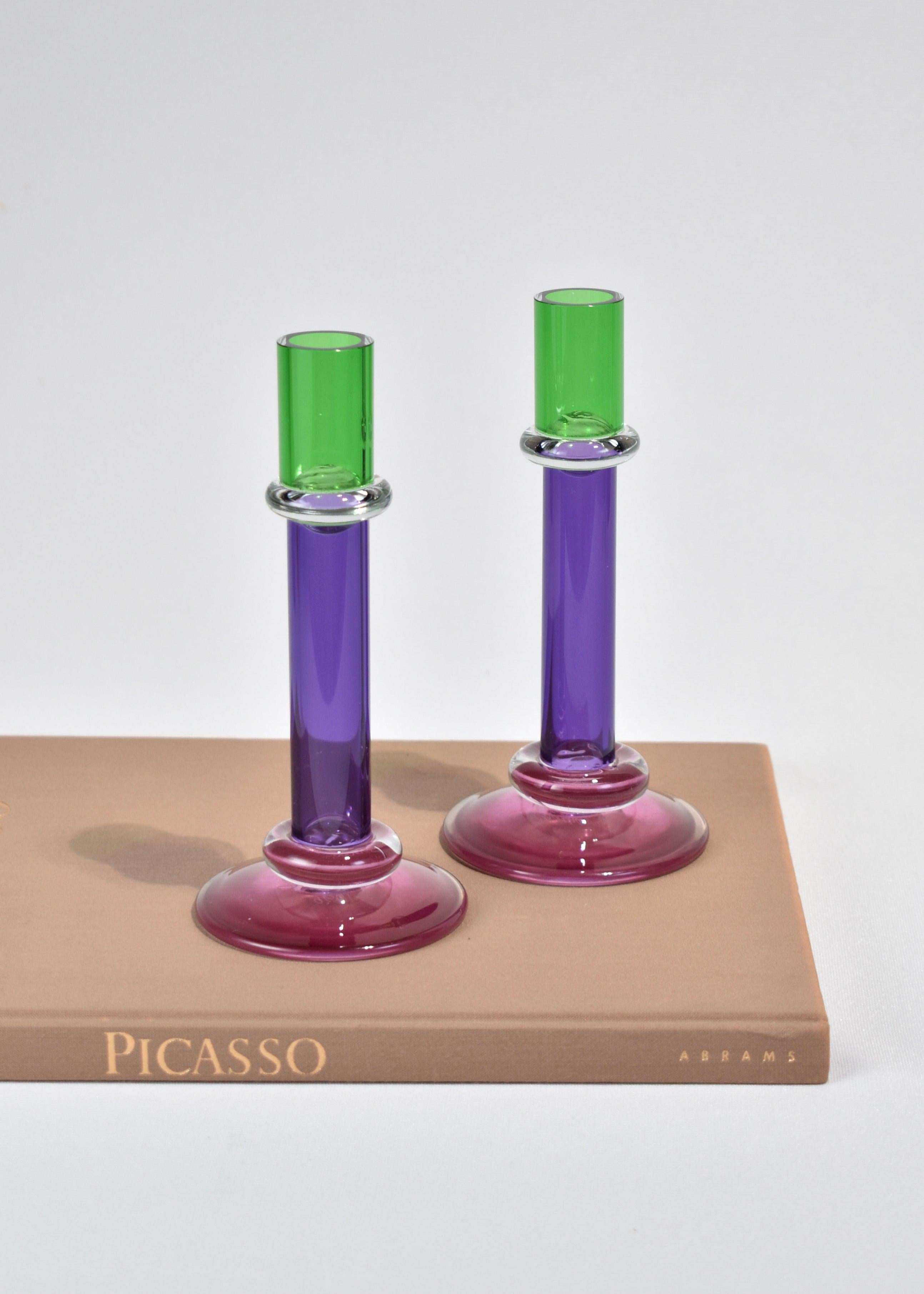 Hand-Crafted Colorful Glass Candleholders