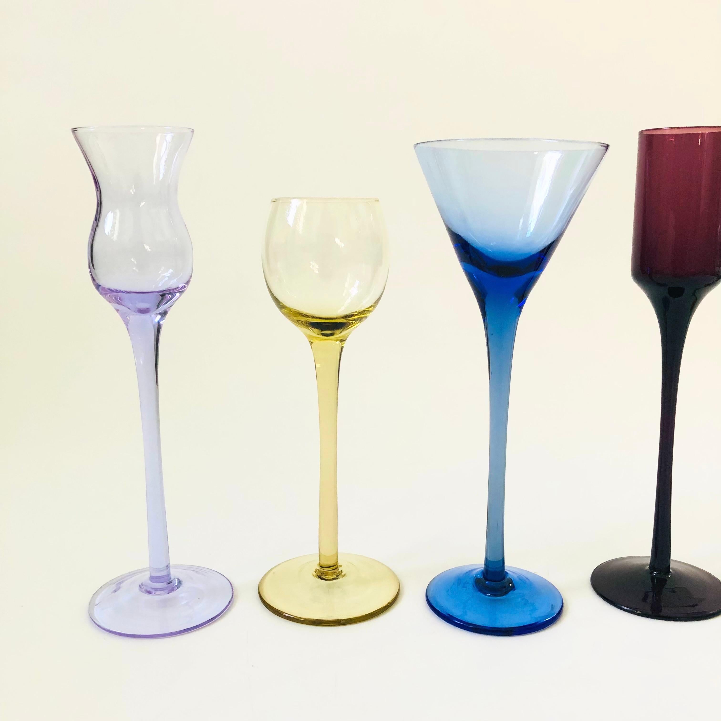 Modern Colorful Glass Cordials - Set of 6